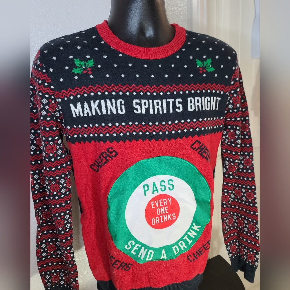 Ugly Christmas VTG Sweater  "Everyone Drinks" Men's M